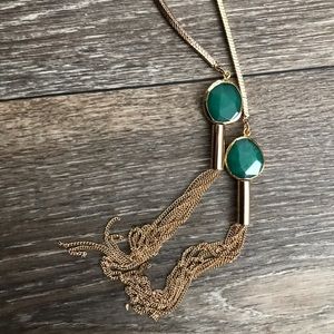 Long Green Stone Statement Necklace